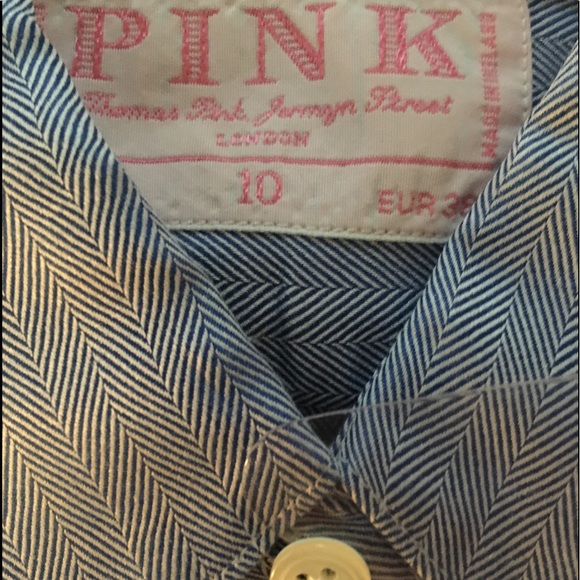Thomas Pink Ladies Blue Sz 10 Button Down Shirt - Picture 4 of 4
